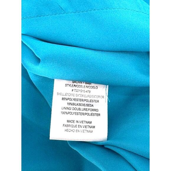 SACHIN + BABI “Clarissa” One-Shoulder Gown in Aqua – Size 0 NWT - Picture 8 of 9